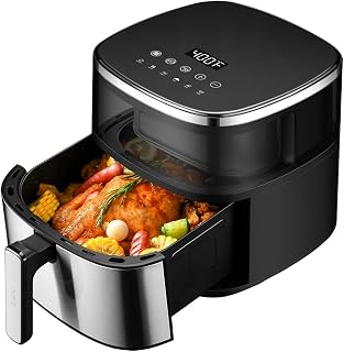 ASZ Digital Air Fryer 6qt with Window Up - 6 QT Big Airfryer 6-in-1 Presets Preheat Airfry Reheat Bake Roist Broil 400°F Airfrier 85% Oil Less,Nonstick Dishwasher-Safe Parts, Automatic Shutoff