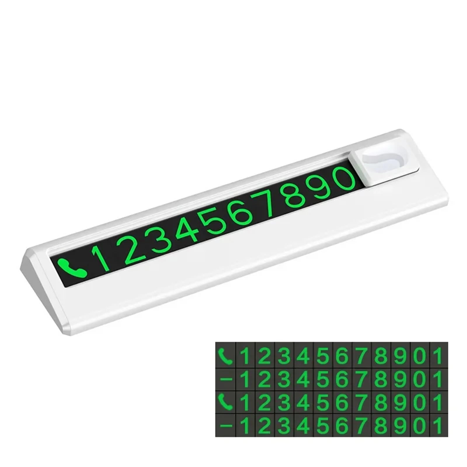 1pc Beautiful and Simple Temporary Parking Number Plate,with 4 Sets of Numbers, Economical and Practical and Simp for Car(White)