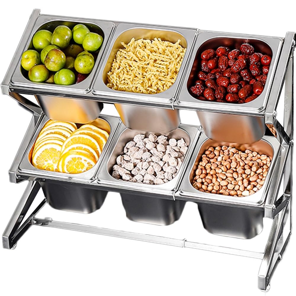 GTHTUHFD Expandable Stainless Steel Spice Rack For 10 Pots & Pans With Spoon Holder Countertop Condiment Organizer,Argento/a-25.4X8.9X17IN
