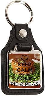 Keep Calm and Love Your Pie & Peas - Square Medallion Keyring
