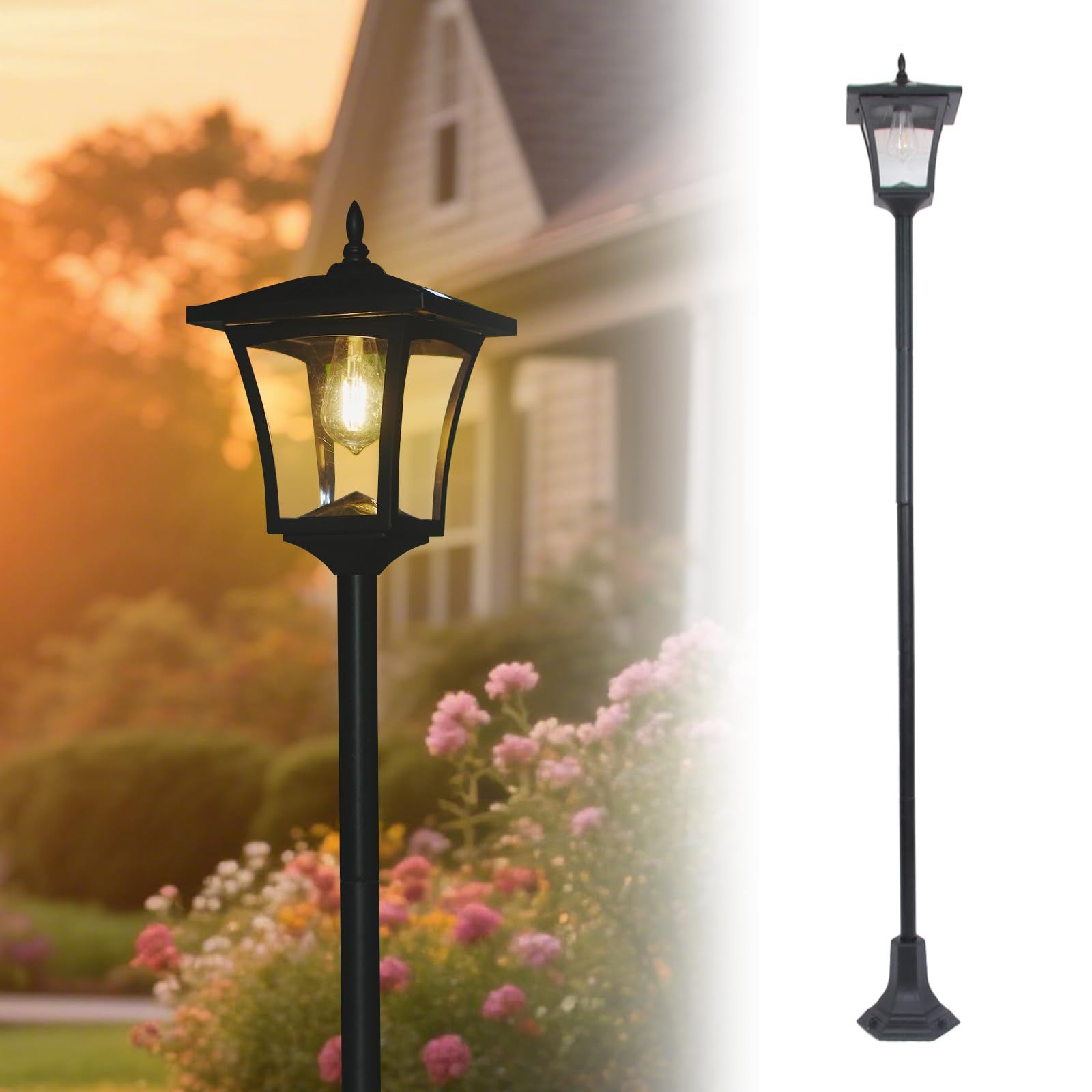 LEOKED 63" Solar Lamp Post Light,Outdoor Waterproof Solar Post Light,Garden Lights for Backyard, Pathway, Patio,Lawn, Driveway Decor