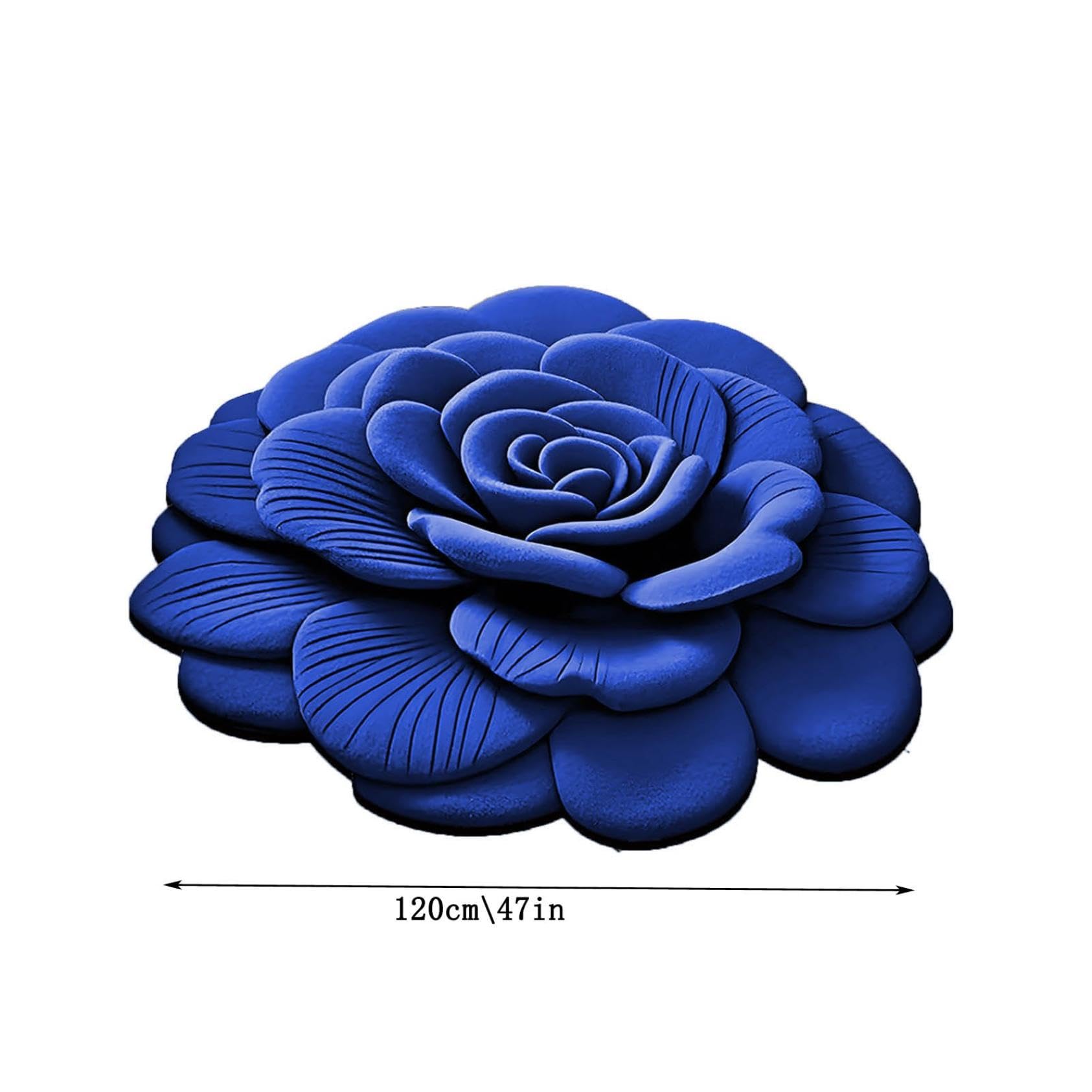 Floral Plush & Diatomaceous Earth Floor Mat,3D Flower Design Non-Slip Absorbent Mat,Realistic Pattern and Quick Drying,Multicolor for Bedroom,Sofa 23.6/31.5/39.4/47inches (Purple, 120cm/47inch)