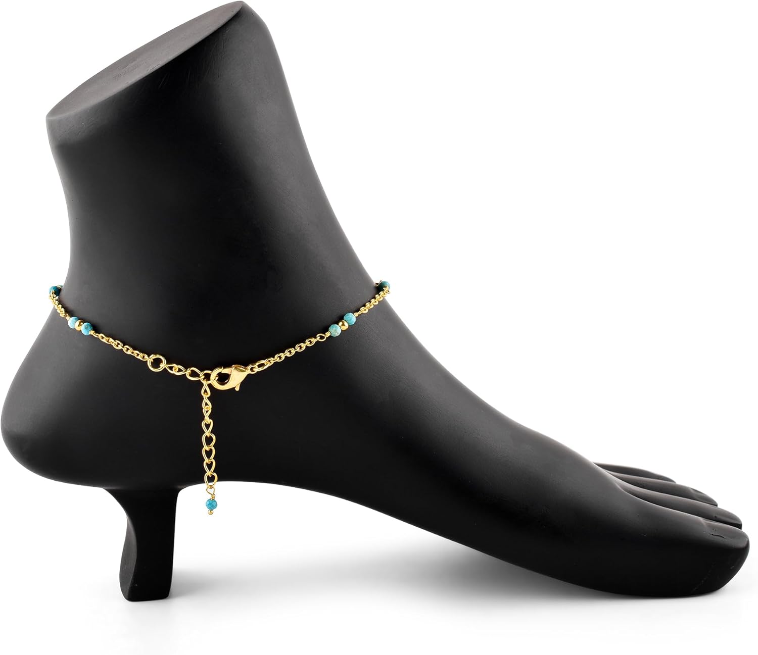 InfinityGemsArt Anklet Dainty Boho Summer Beach Jewelry for Girls Gold Bead Chain Charm Ankle Bracelets for Women 9+1.5 inch Gifts For Her - Image 3