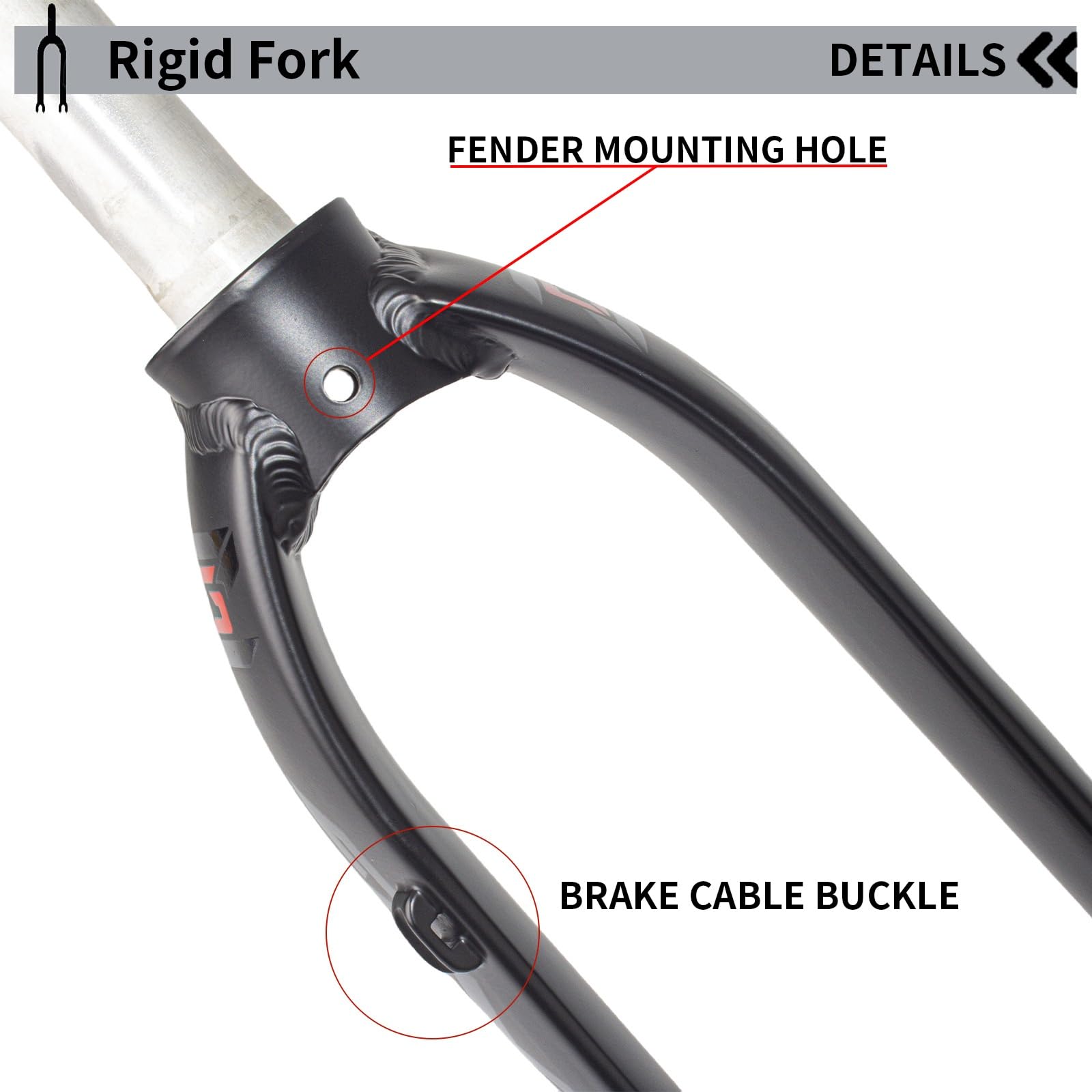 26/27,5/29 Zoll Starre Gabel Aus Aluminiumlegierung Schnellspanner-Scheibenbremse Mountainbike-Vorderradgabel 1-1/8" Gerades Rohr(Black-Gray,29IN)