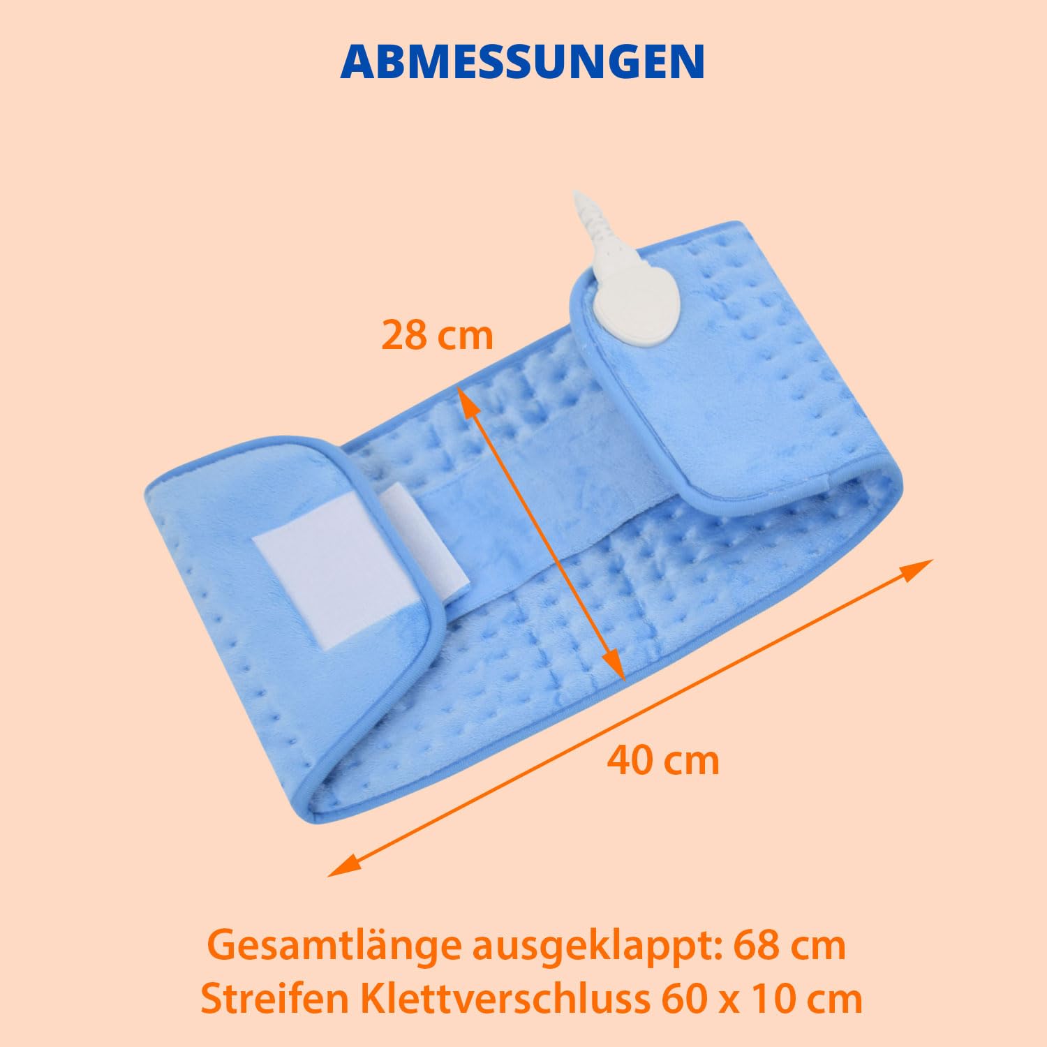 Syntrox Germany Elektrischer Wärmegürtel Kodiak, Heizgürtel, 3 Temperaturstufen, 100 Watt, 68 cm x 28 cm, Klettverschluss, Automatische Abschaltung, Verspannungen lindern