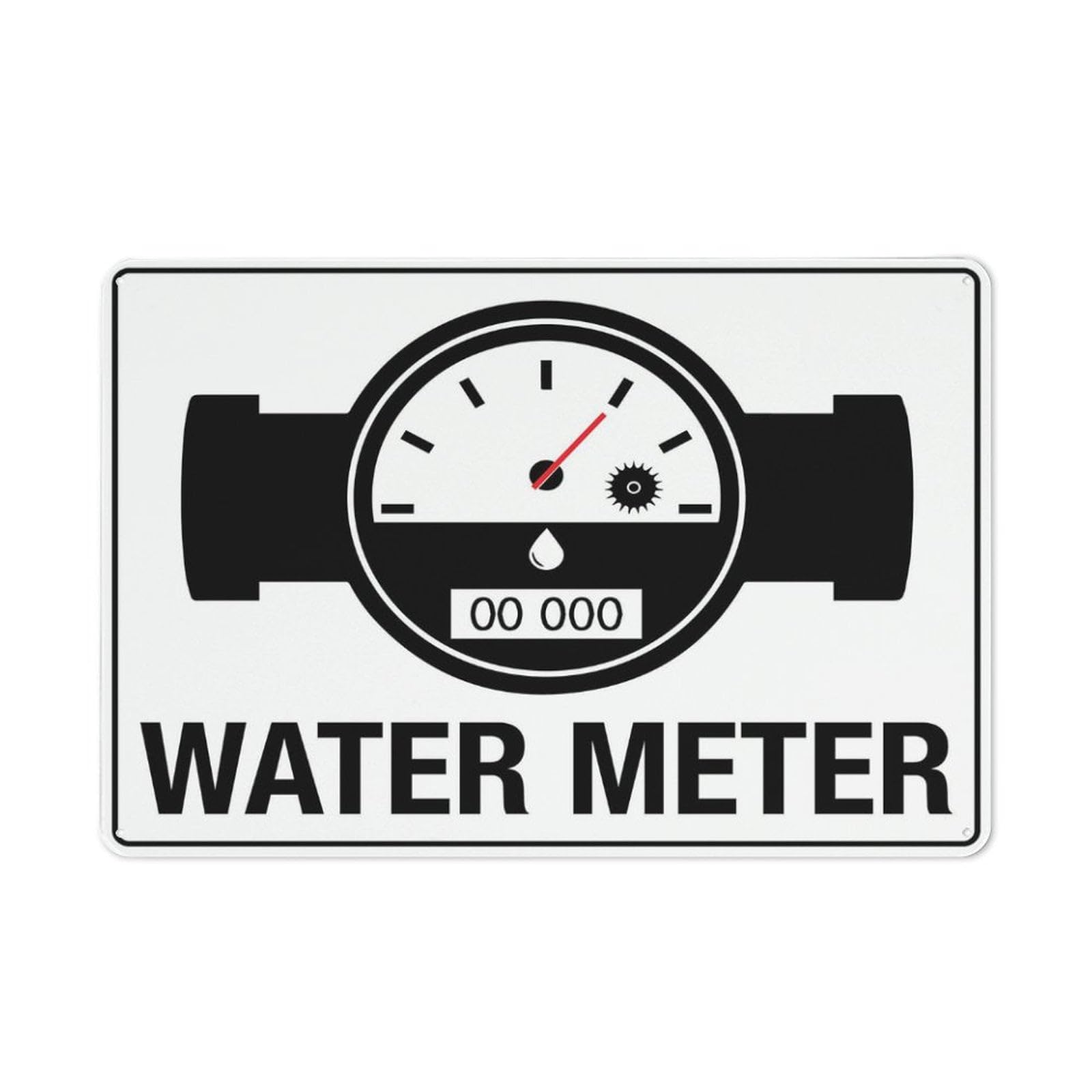 Peiyeety A01 Water Meter Icon Sign 12X8 Inches Metal Aluminum Signs, Weather Resistant, Weatherproof, Indoor Or Outdoor
