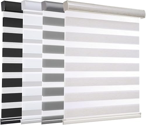 MYshade Persianas sin cordones de cebra para ventanas, persianas de doble capa para filtrar la luz, persianas para cocina, dormitorio, sala de