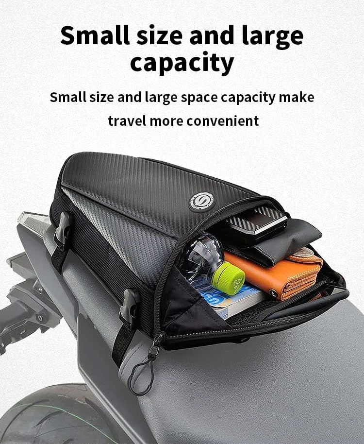 10L Multifunctional Waterproof Black Motorcycle Tail Bag Polyester Storage Saddle Bag,Outdoor Sports Motorbike Rear Seat Light Tank Bag Tool Carry Bag
