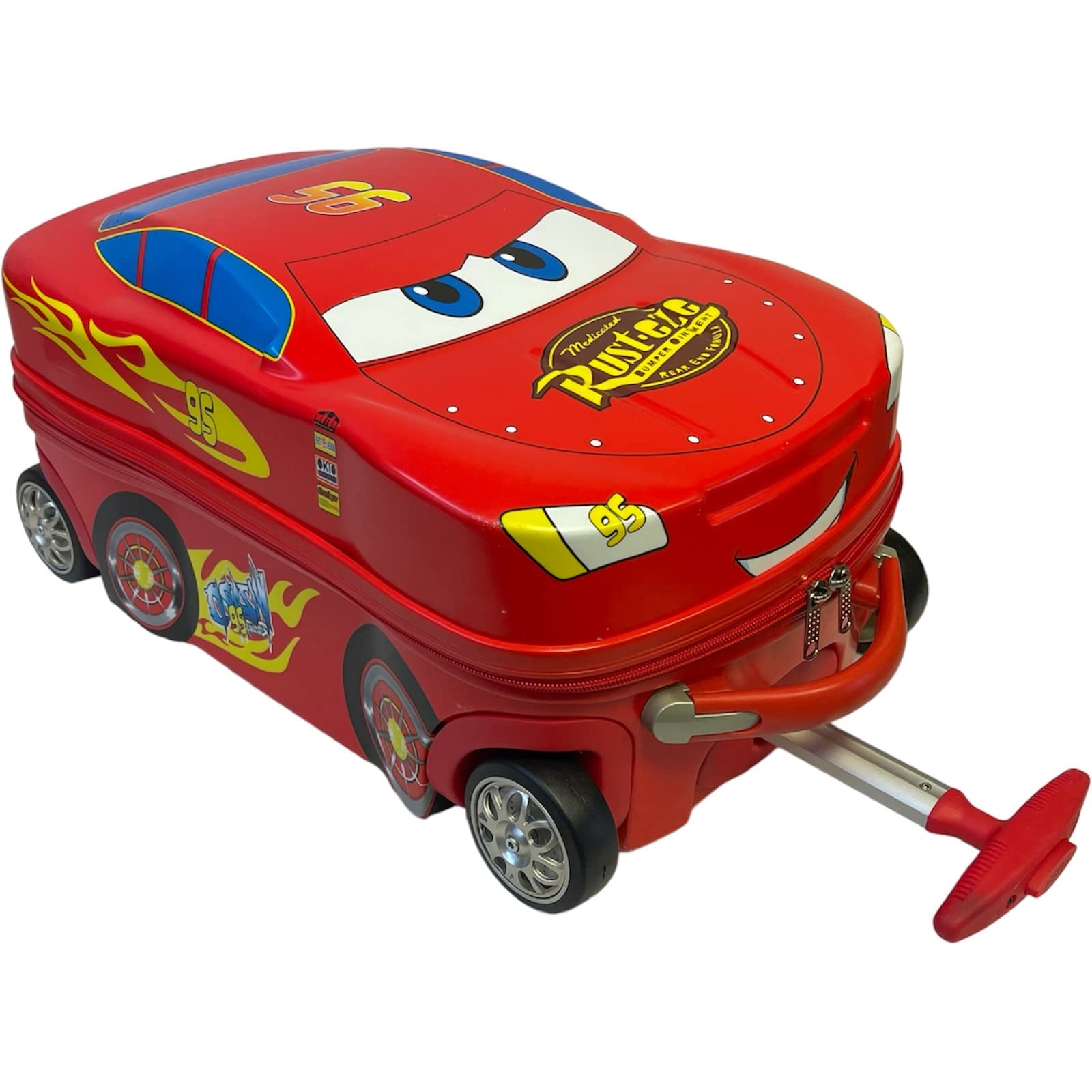 Children Kids Holiday Travel Character Suitcase Luggage Trolley Bags 18" Car Shape Suitcase 4 Wheels Telescopic Handle (Red Car Suitcase)