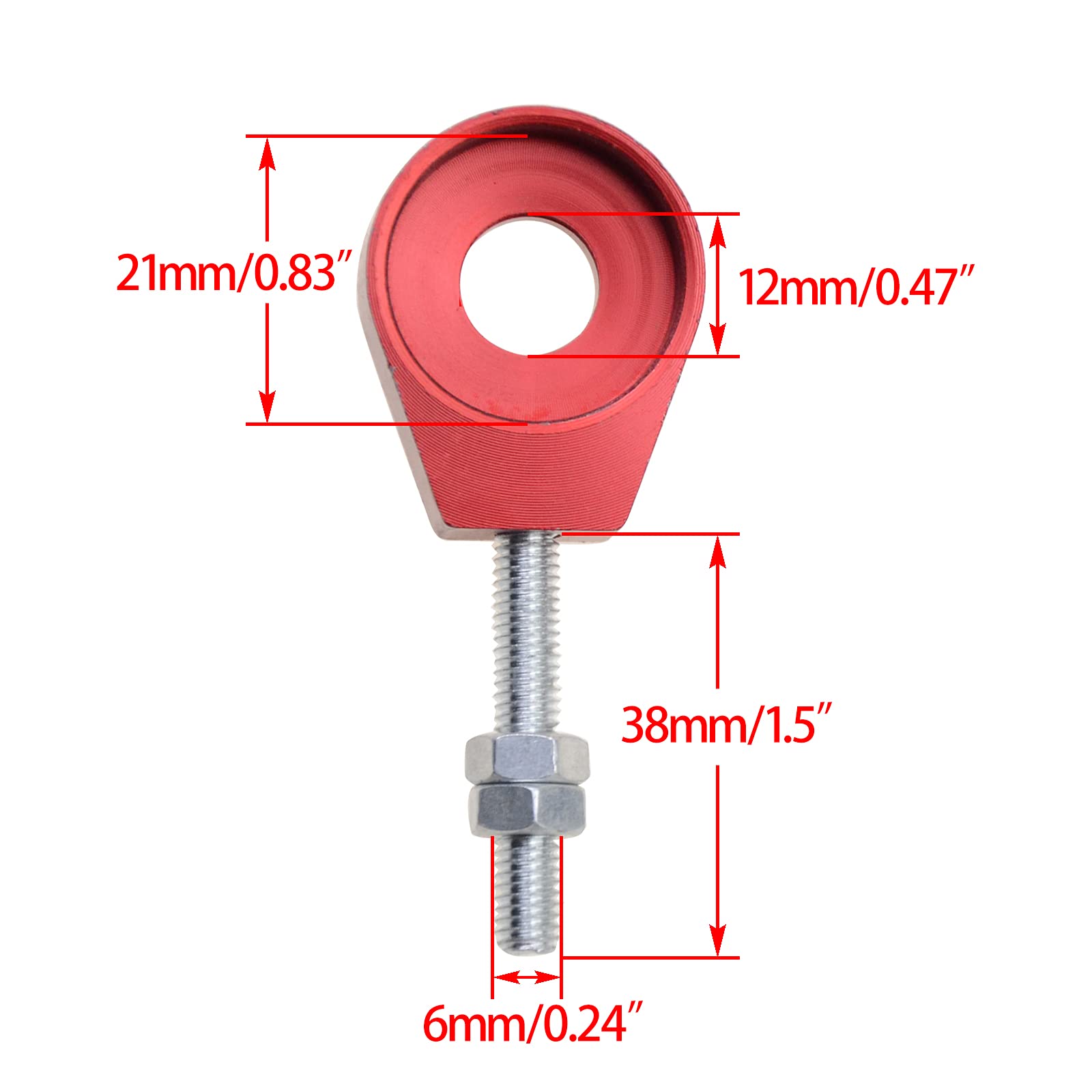 Red 12mm 76mm Chain Adjuster Bolts Tensioner PIT PRO Trail Quad - Foto 14