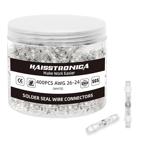 Haisstronica 400PCS conectores de alambre de sello de soldadura blancos, conectores de alambre impermeables, aislan conectores termorretráctiles