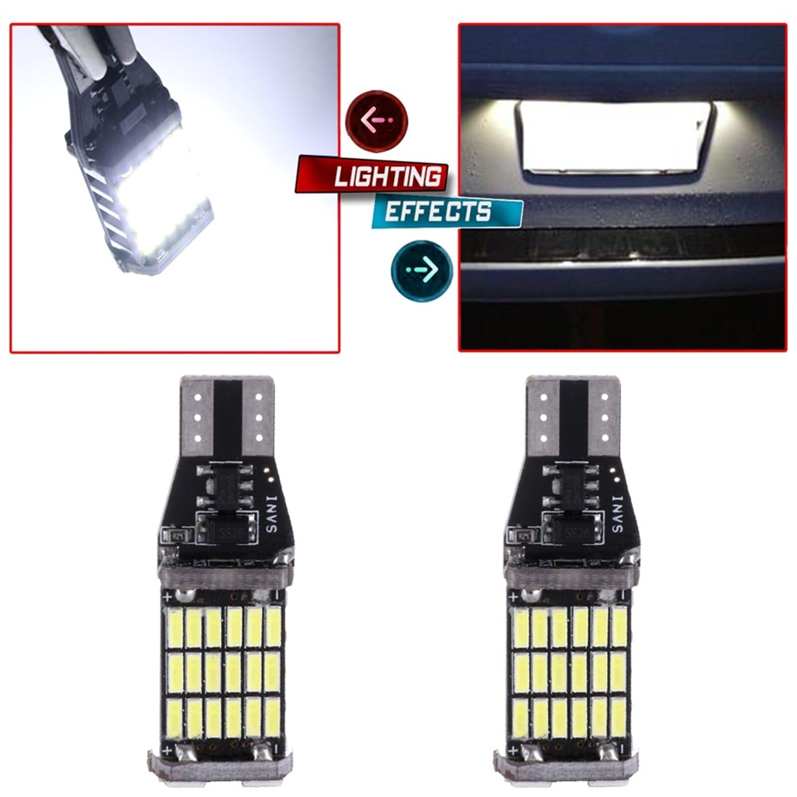 ECCPP 2x Instrument Cluster Dash Panel Lights 45SMD LED White