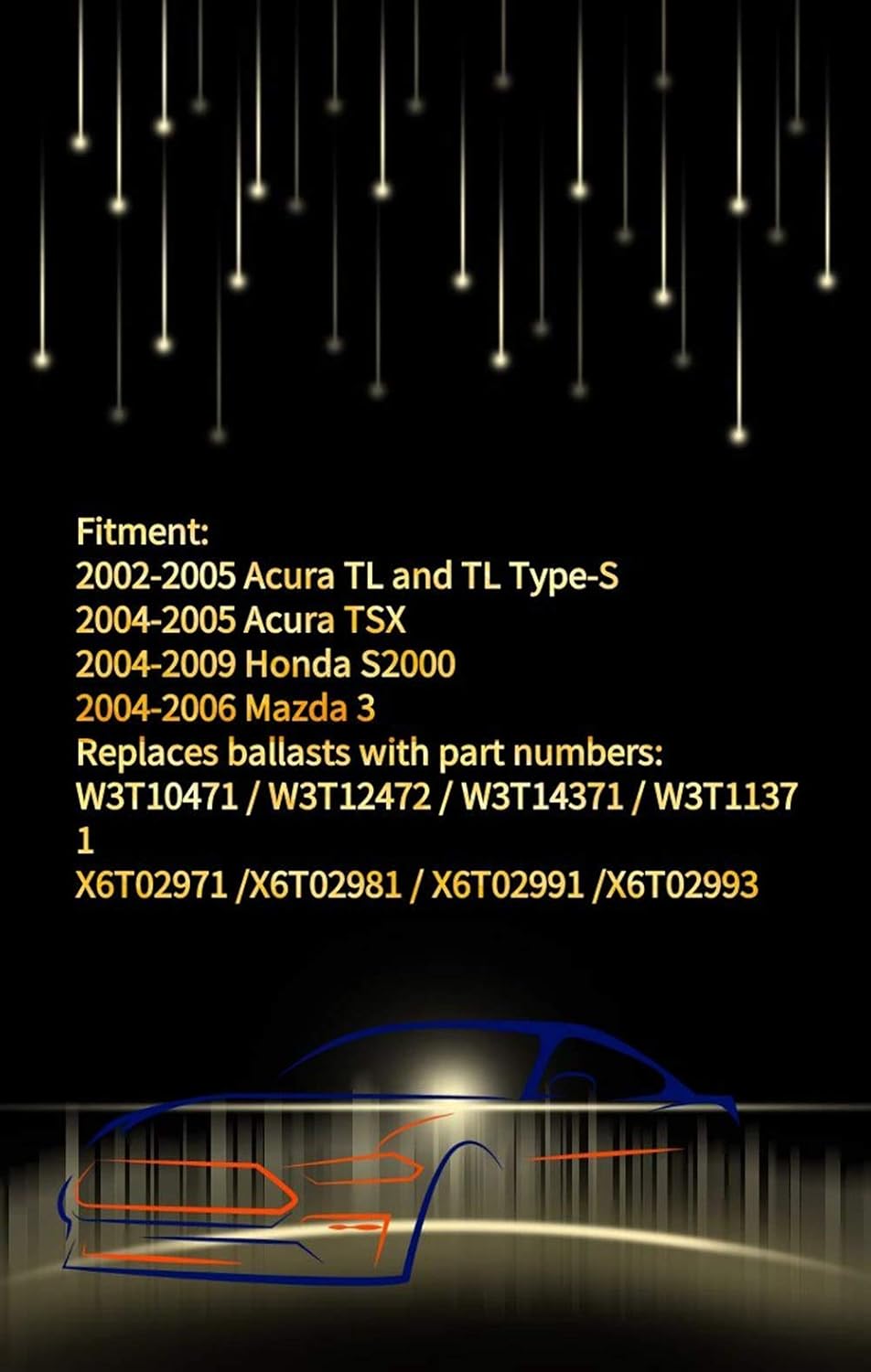 Xenon Headlight Ballast Control Unit Module with Fast Startup Safe Stability for 2002-2005 Acura TL 2004-2005 Acura TSX 2004-2006 Mazda 3 Replace W3T10471 X6T02981