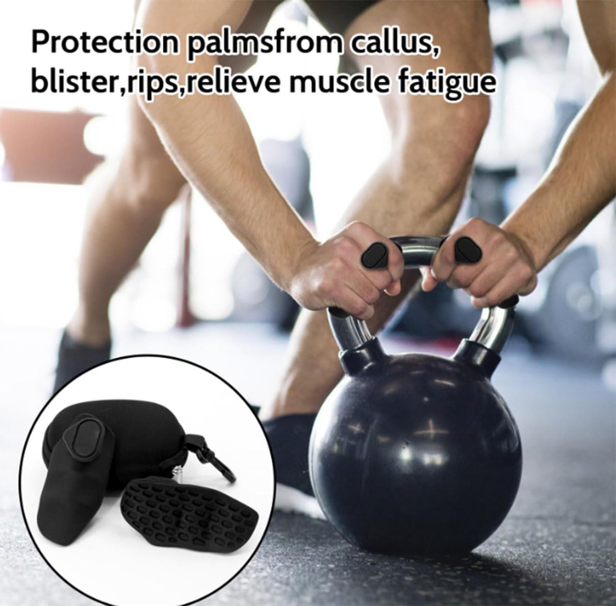 Antislip Workout Grips, Ergonomic Rubber Hand Protector Gloves for Weight Lifting, Pull-Ups, Gym Training and Exercise, for Men and Women(Black) 2