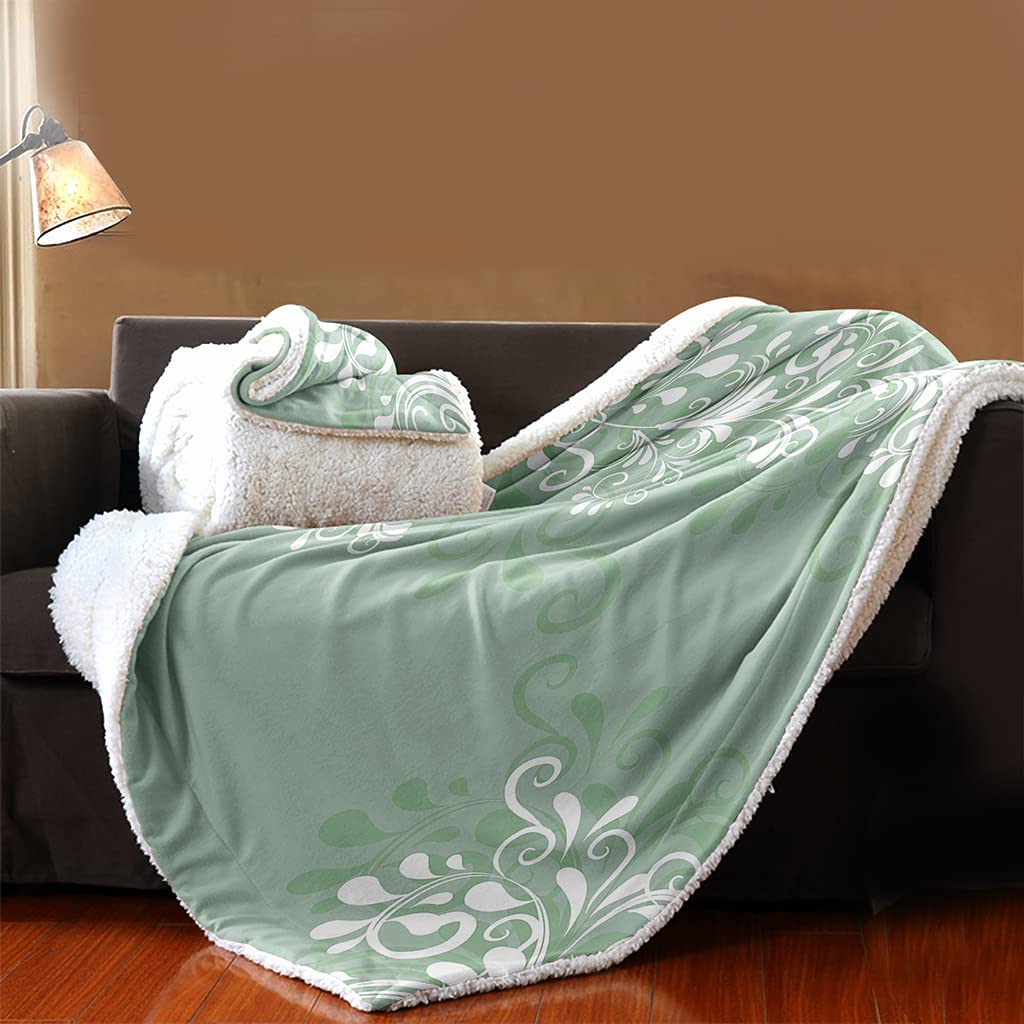 DuShowSherpa Fleece Blanket - Super Fluffy and Thick Soft Fleece Throw Blanket for Bed and Sofa -Twin/Double,150 x 200 cm,Green