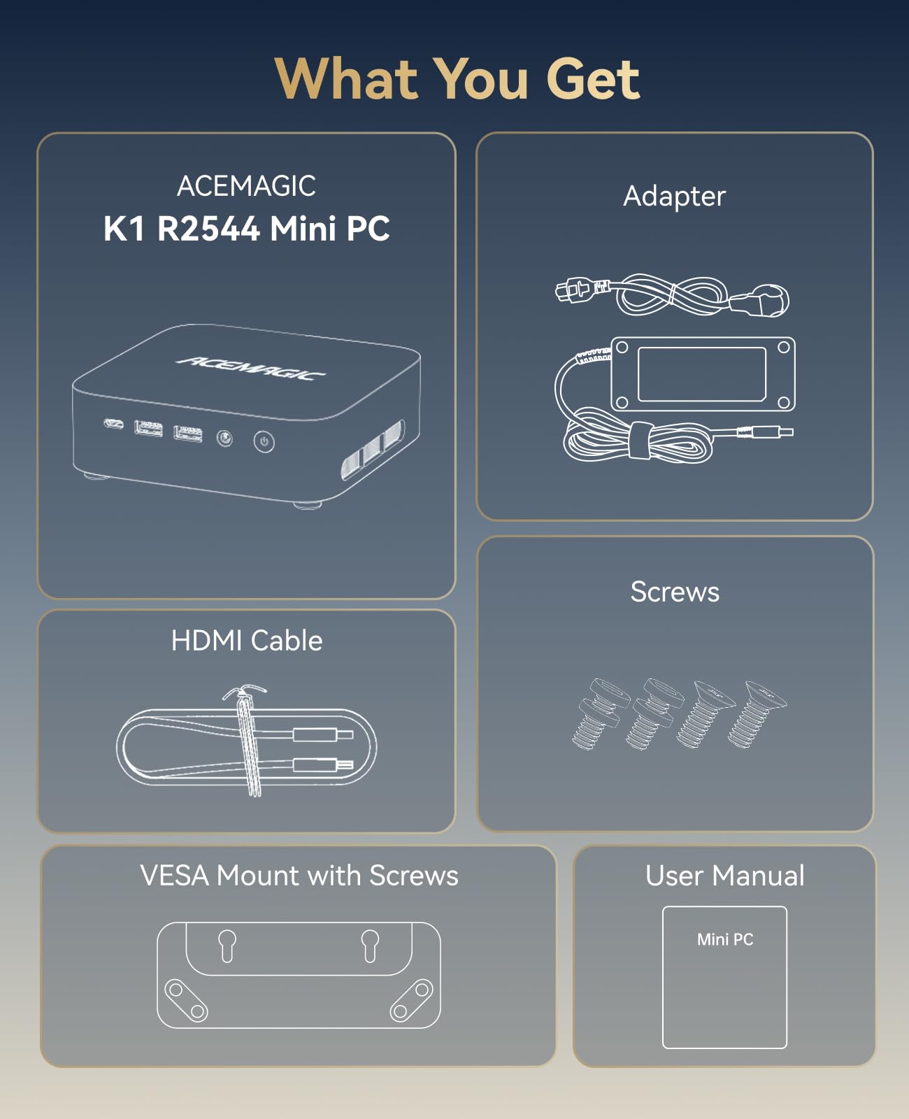ACEMAGIC Vista V1 Mini PC 11 Pro, Intel Alder Lake N97 (Beat N100/N200, fino a 3,60 GHz), 16 GB DDR4 1 TB SSD Mini Office Desktop PC, supporto 4K@60Hz Display/5G WiFi/Bluetooth/USB3.2