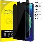 JETech Protection de l'écran de confidentialité iPhone 15 6.1-Inch avec protège-objectif caméra, film en verre trempé anti-espion, outil d'installation facile, 2-Pack Chaque