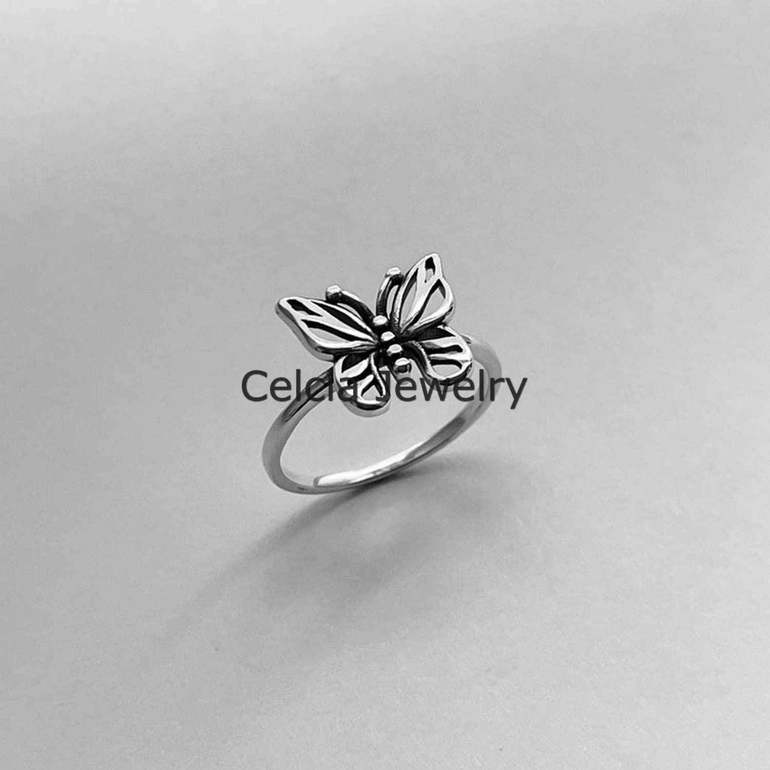 Anello a farfalla delicato in argento sterling puro 925, anello spirituale, anello boemo Boho, anello fatto a mano unico organico, anello minimalista, anello del giorno delle madri Super
