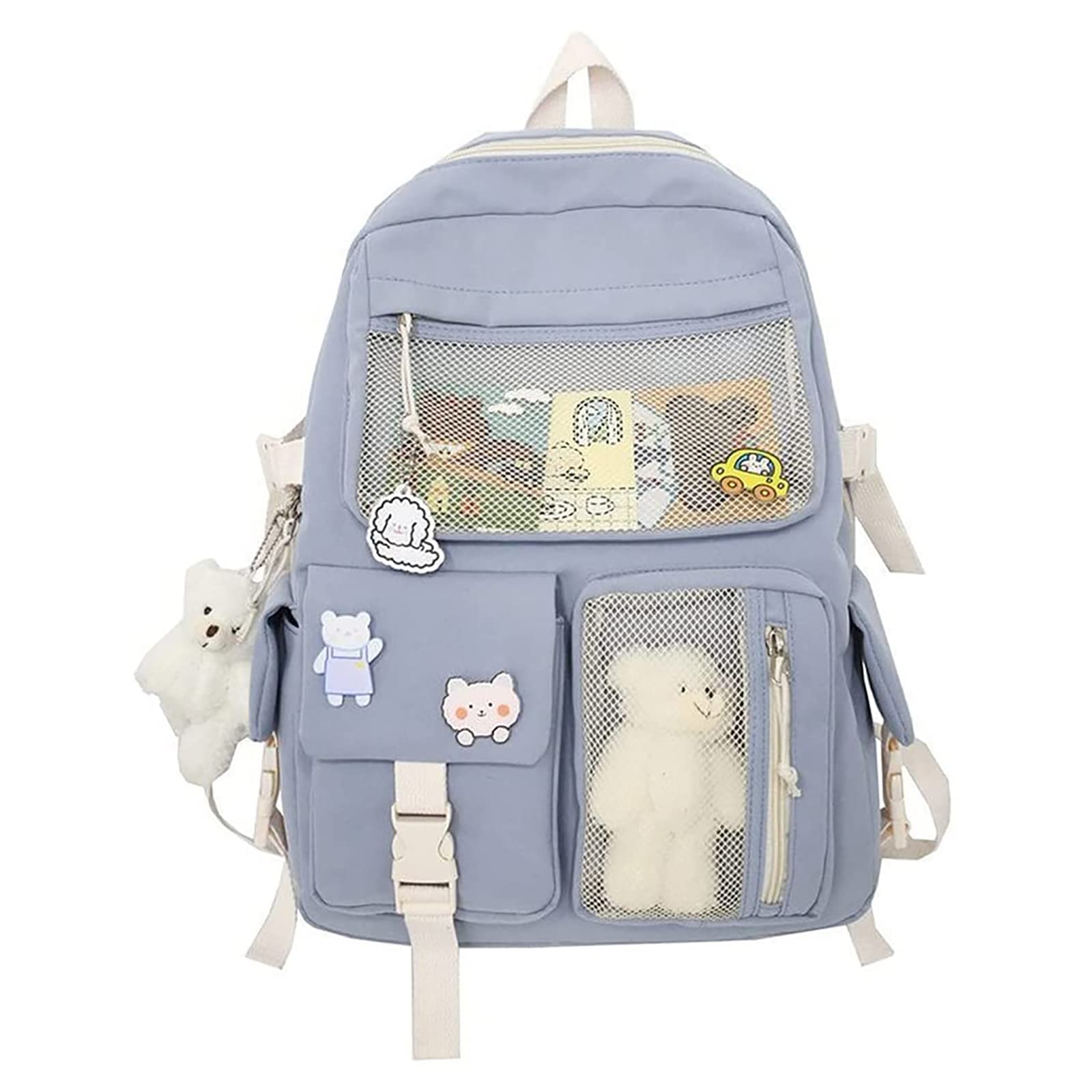 ThanpsKawaii Backpack with Cute Pin and Accessories Cute Kawaii Backpack for School Bag Kawaii Girl Backpack