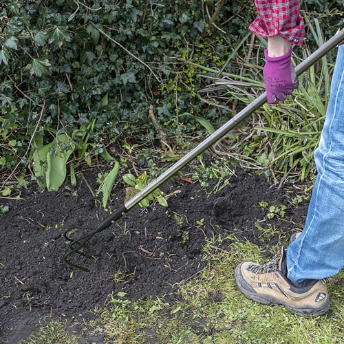 Cultivador de Jardín Tenedor 3 Dientes con Mango Ajustable miniatura 2