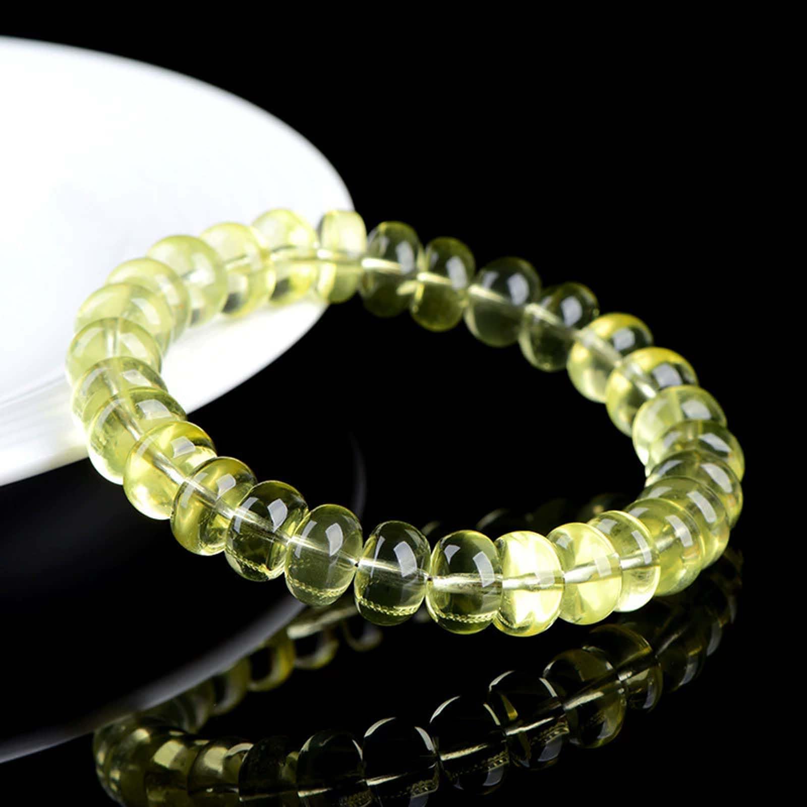 Bracciale con Perline Lisce e rondelle Elasticizzate in citrino