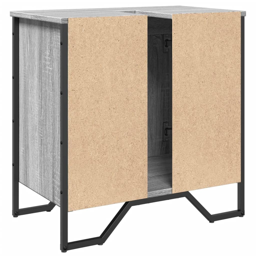 vidaXL Armoire lavabo de Salle de Bain Sonoma Gris 60x35x60 cm, Placard lavabo de Salle de Bain, Meubles de Salle de Bain, Meuble de Rangement sous lavabo