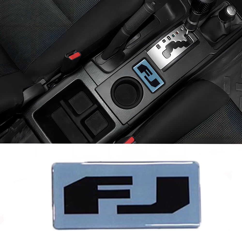 Car Crystal Stickers for Toyota FJ Cruiser 2007-2023 Center Console Gear Shift Panel Cover Stickers FJ Logo Patch Interior Accessories(Haze Blue)