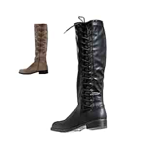 Amazon.com | Women's Side Lace Up & Zip Knee High Boots,Fall