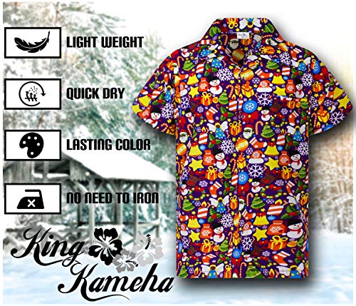 King Kameha Funky Hawaïhemd heren korte mouwen voorzak Hawaii-print Kerstmis ontwerpen X-Mas - Image 6