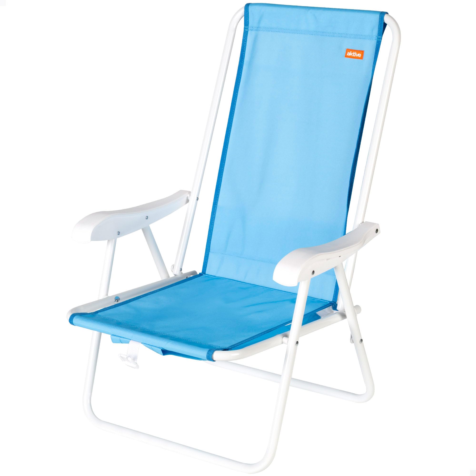 AKTIVE Silla de Playa Plegable Azul Marino, 44x40x81 cm, Diseño Tipo Mochila, con Bolsillo de Red, Estructura de Acero, Tejido poliéster, hasta 110 kg (62507)