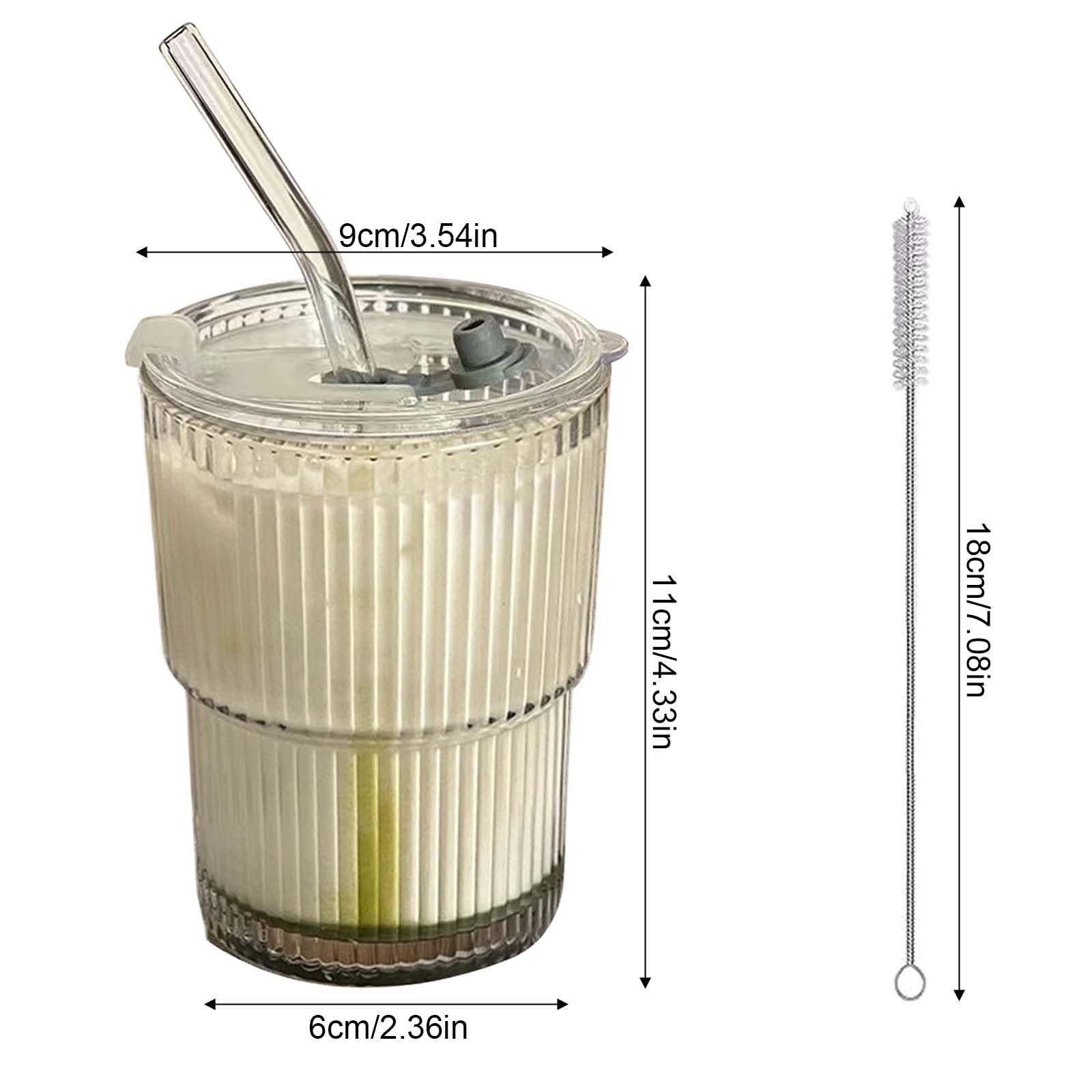 Bicchieri Cannuccia 400 Ml Tazze Vetro Con Coperchio 2 Pezzi - Bicchieri 400ml Con Cannuccia Per Bevande Fredde Decorazioni Carta Colorate - 8