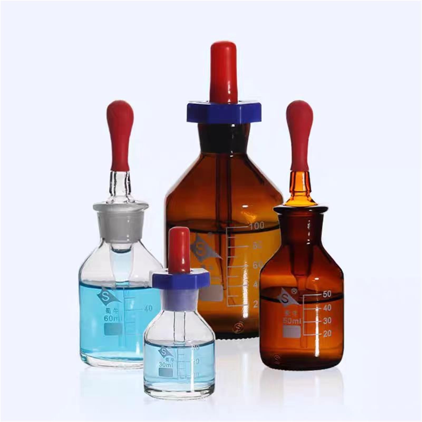 4 teile/los Transparent Britische Tropfflasche mit Skala Linie Tropfflasche Gropping Borosilikatglas Labor Drop(British 125ml)