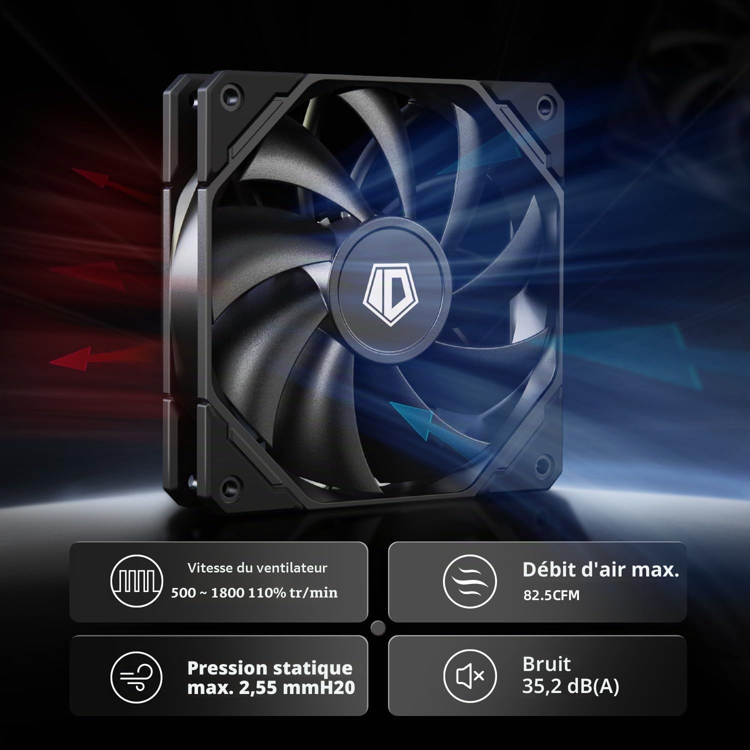 ID-COOLING FX240 PRO Refroidisseur liquide AIO 240 mm, 2 ventilateurs haute efficacité 120 mm, en-tête de pompe spécial CD, compatible Intel et AMD