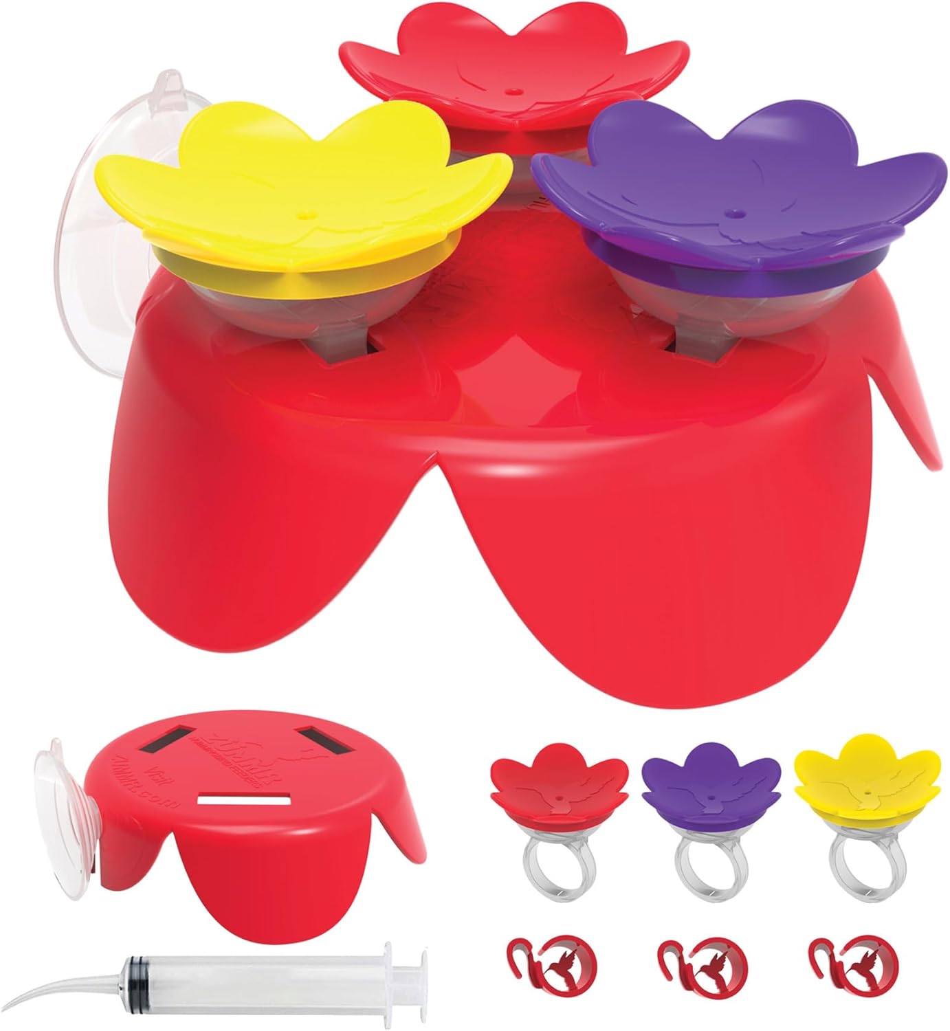 Hummingbird Ring Trainer Starter Kit - Hand Feed Hummingbirds Right in Your Backyard. Get up Close and Personal with Nature. Proudly Made in The U.S.A. - The Original Red, Yellow, Purple