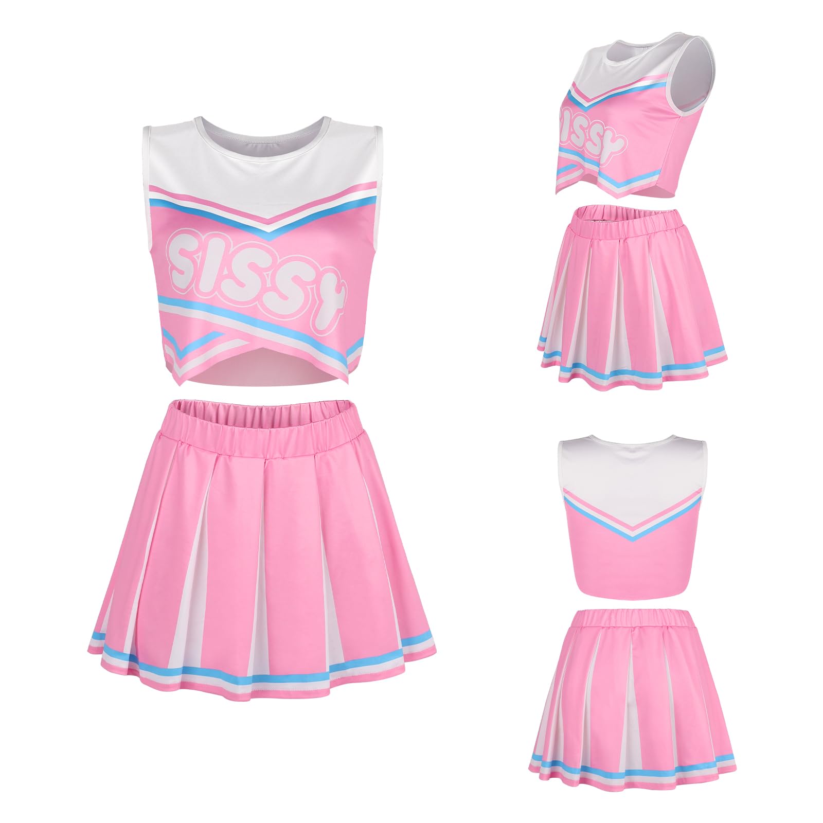 LittleForBig Unisex Ärmellose Loungewear Babydoll Cheer Sissy Croptop Minirock Bralette Set