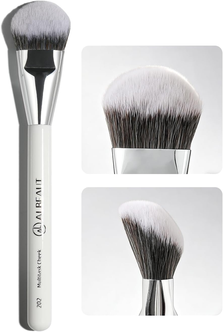 Blush Brush, Angled Contoured for Flawless Face Foundation Liquid Cream Cheek Makeup Multitask 202
