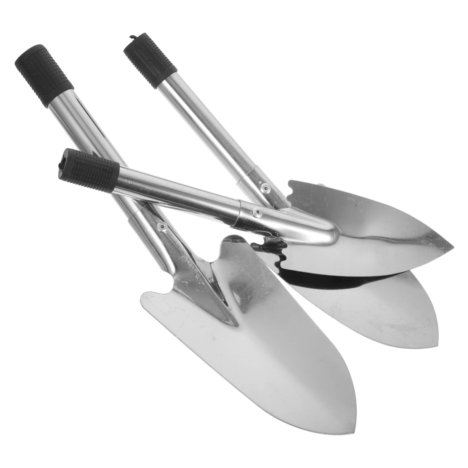 VINTORKY Ergonomic Handle Garden Shovel Set 3pc Push Pull Hoe Spade Trowel Outdoor Cleaning Tool for Home Planting