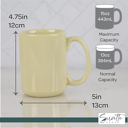 Vista 5 de Servette Home Taza de café de cerámica sólida 15 oz - Almendra
