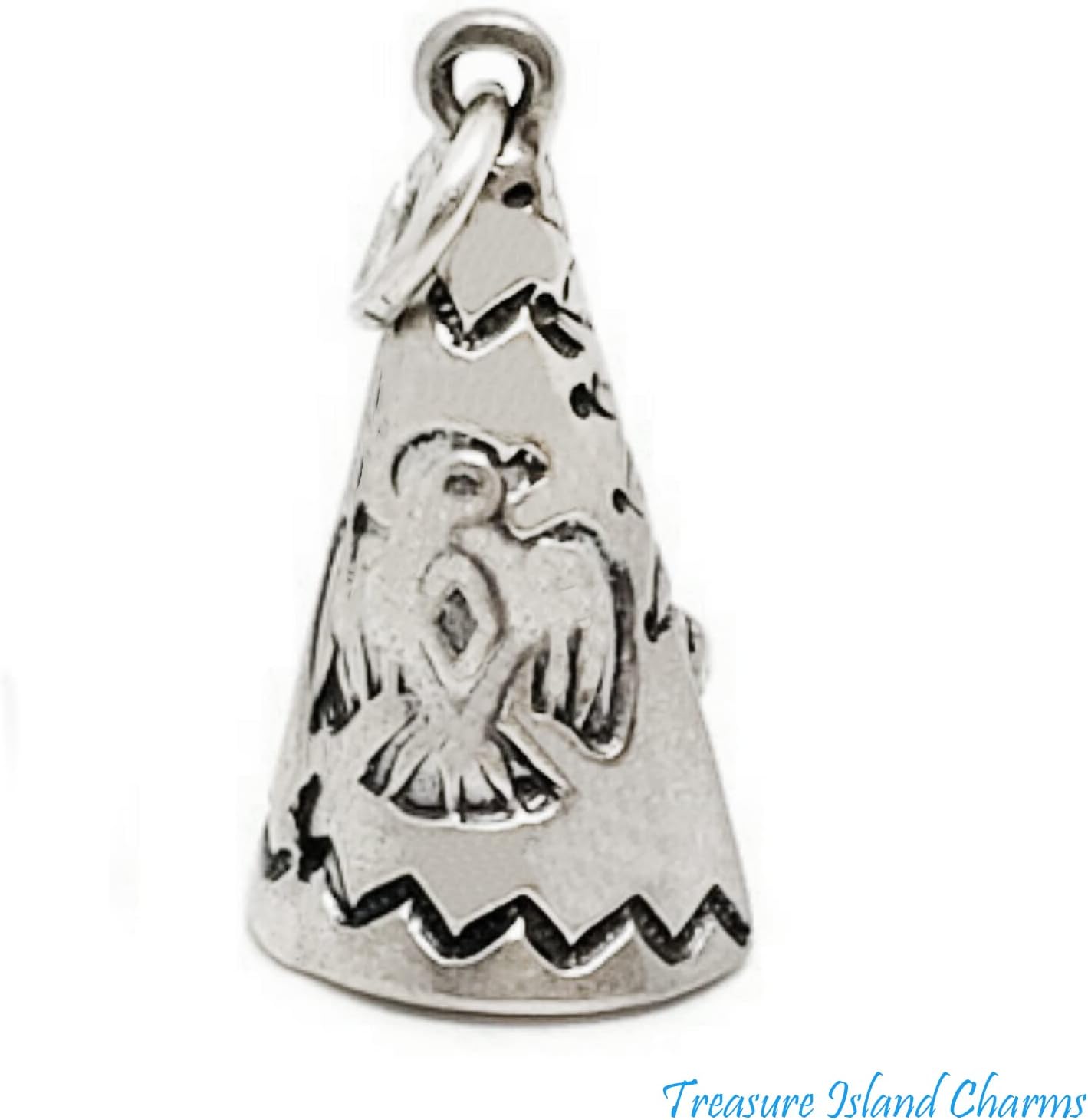 Native American Tepee with Zia and Thunderbird 3D 925 Sterling Silver Charm Pendant Bracelet Jewelry Making Supply