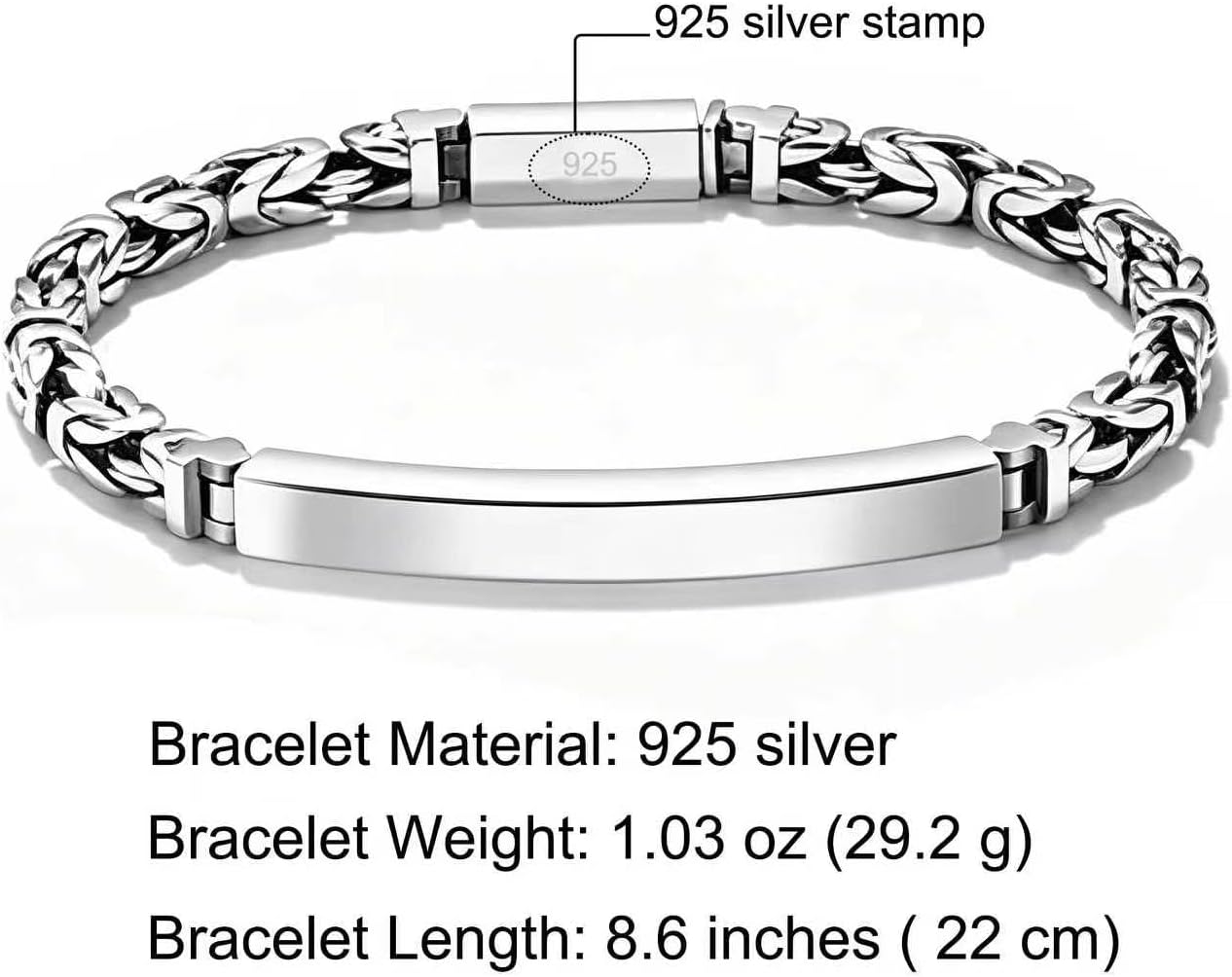 Italian Handmade Sterling Silver Mens Bracelets | Solid S925 Chain Bracelets | Men's Silver Bracelet Gift for Dad, Boyfriend, Son, My Man