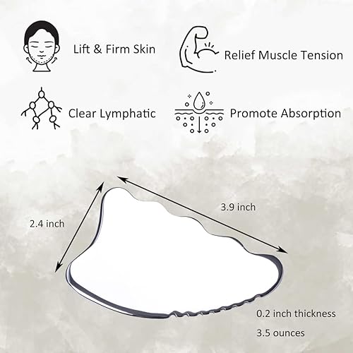 Miniatura 5 de wuyaoyao Herramienta de raspado Gua Sha, herramienta de masaje de terapia de acero inoxidable, tabla de drenaje linfático Gua Sha para