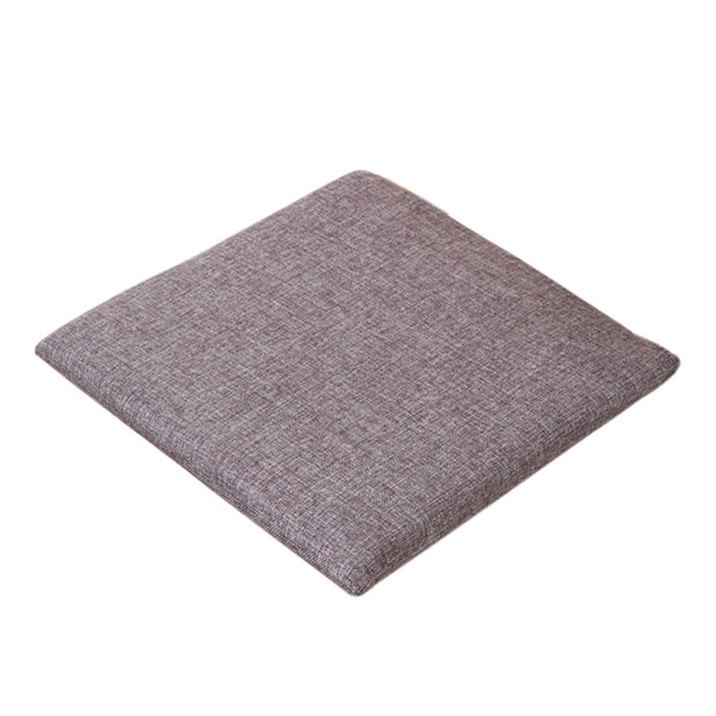 EONSHINE Premium Natural Linen Chair Pads Cushion with Bandage, High Elestic Foam Filled Square Car Seat Cushion for Home Office Chair Stool, Solid Color, Pack of 1 (17.5 x 17.5, Grey)
