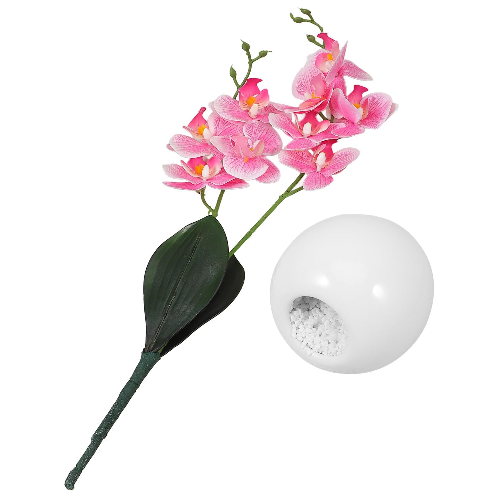 Orchidée Rose Artificielle en Pot Céramique Bonsaï PVC Décoration Fenêtre