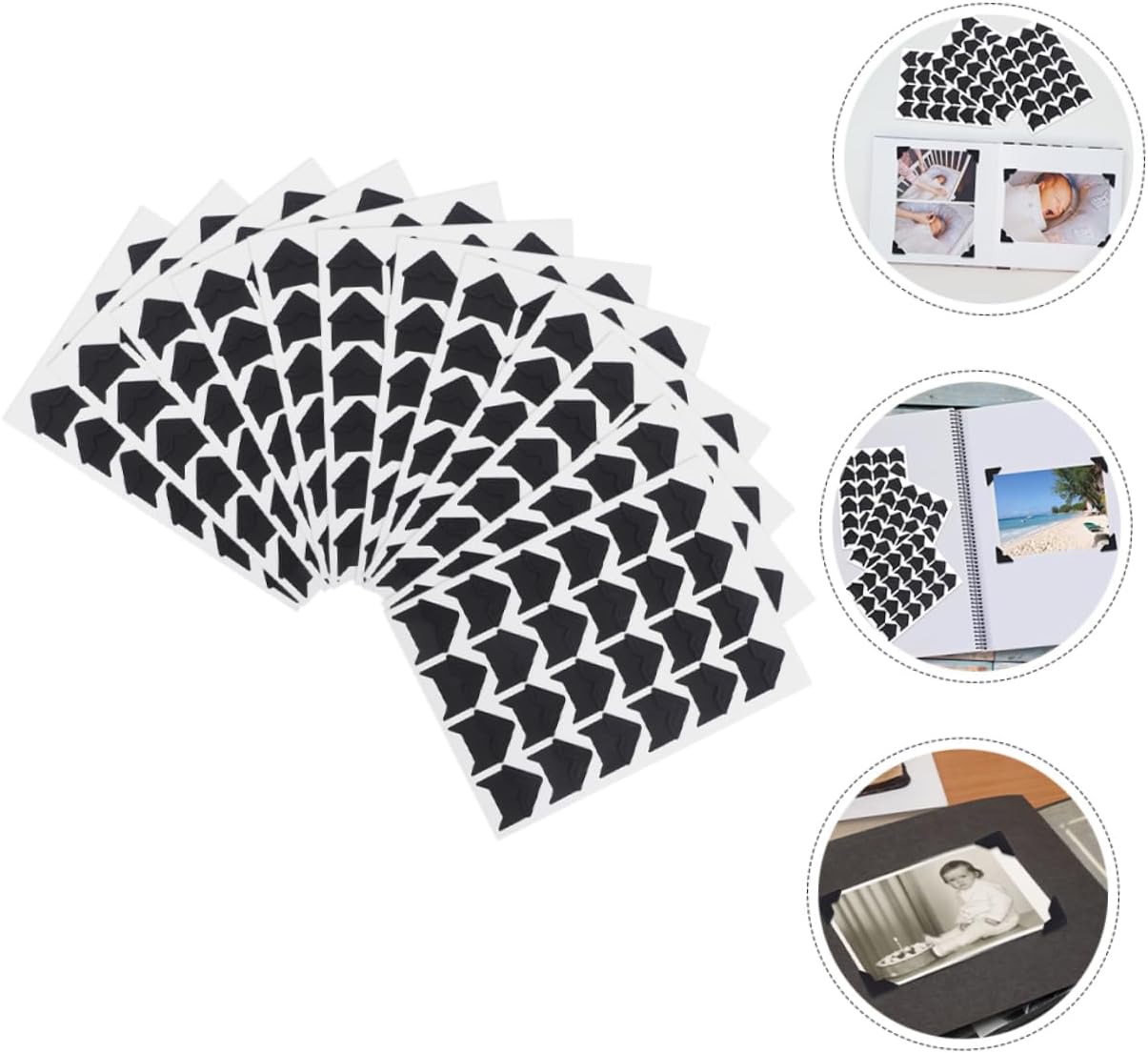 BEBEMOKO 12sheets Photo Corners for Scrapbooking Self-Adhesive Picture Mounting Stickers for Albums Journals and Memory Books