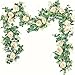 2pcs Elegant 13ft Artificial Eucalyptus & Rose Wreaths - Lush Greenery with White Roses, Perfect for Wedding Table Backdrops, Party & Home Decor - Versatile for All Seasons (White)