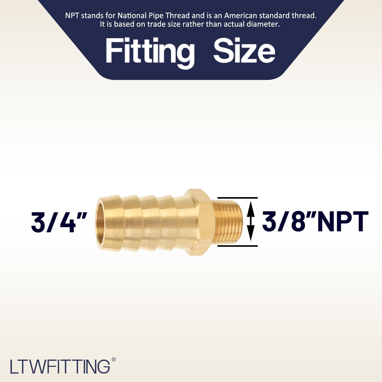 LTWFITTING Brass Barb Fitting Connector 3/4-Inch Hose ID x 3/8-Inch Male NPT Gas(Pack of 20)