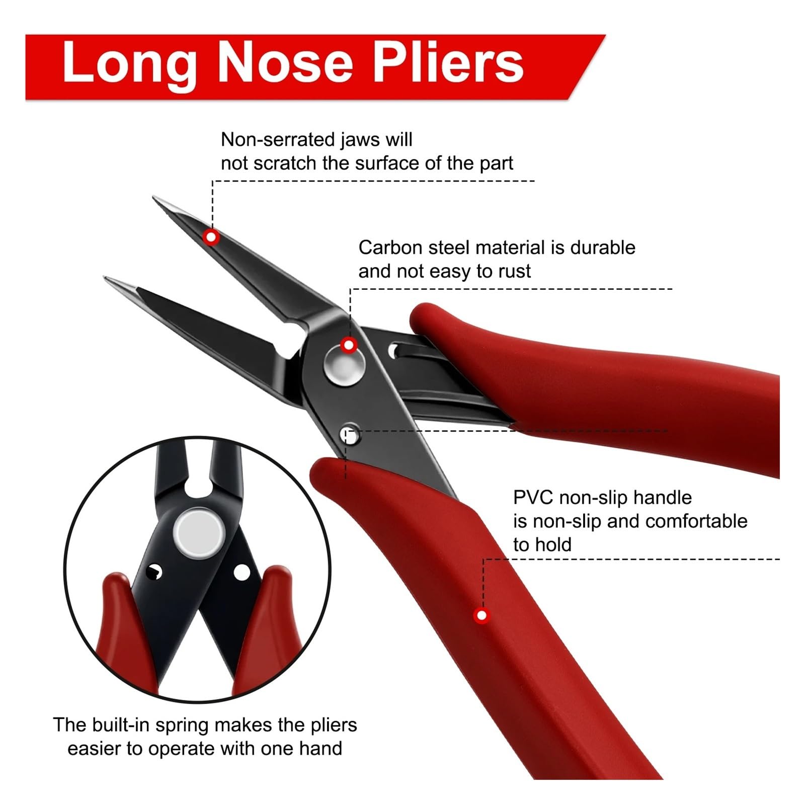 1/2/5 alicates de precisión de mandíbula plana y lisa con punta de 1 mm | Mordazas planas lisas, acero de alta dureza.(2pcs)