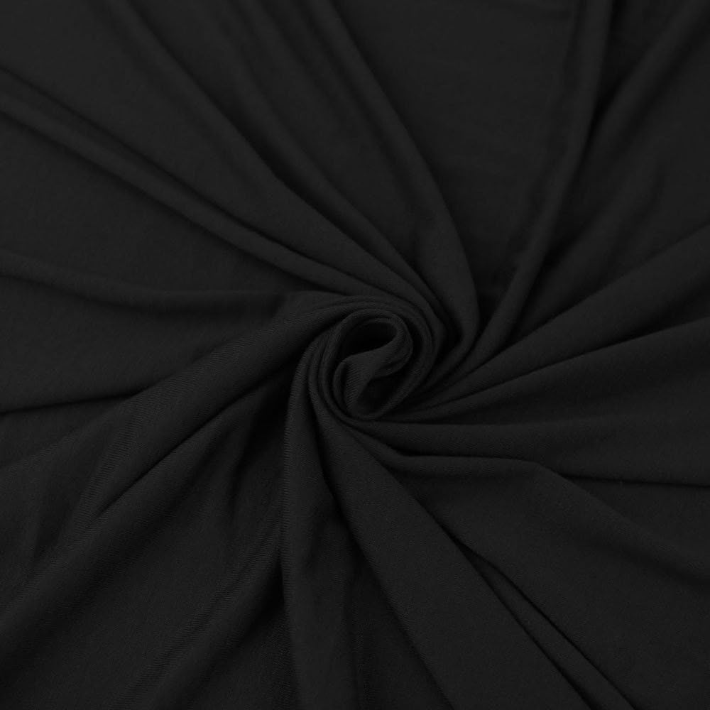 FabricLA Cotton Spandex Jersey Fabric - 10 oz, 4-Way Stretch, 60" Inch Wide by The Yard – Skirts, Tops, T-Shirts - Black, 5 Continuous Yards 5 Yard Pre Cut Black