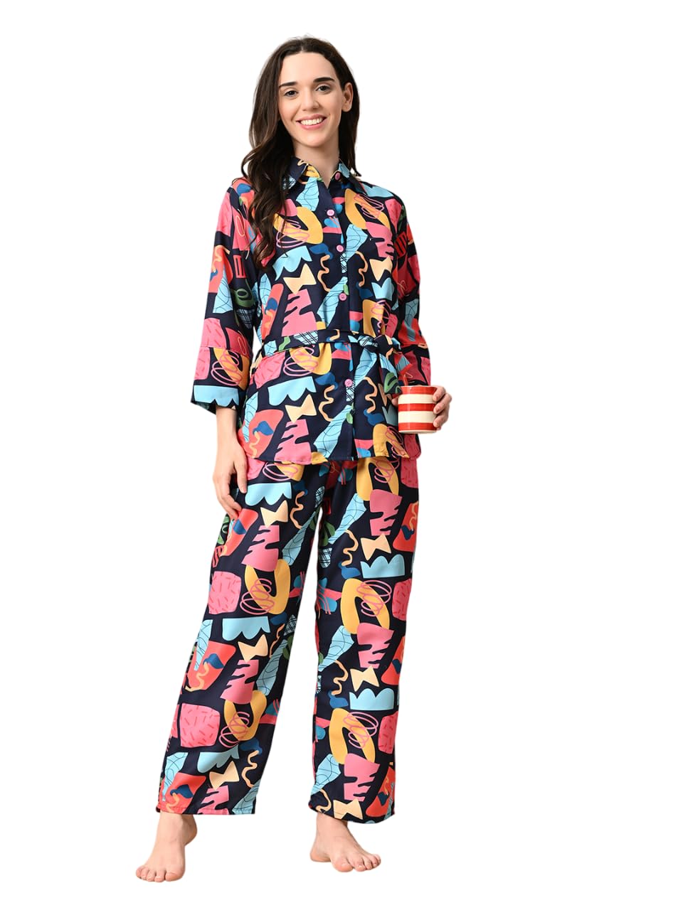 Co-Ord Set for Women | Stylish Western Co-Ord Set | Top Pant Full Pair Night Suit | Lounge Night Dress | Casual Ethnic Kurta Pant Set for Office | Made with Rayon-image-41