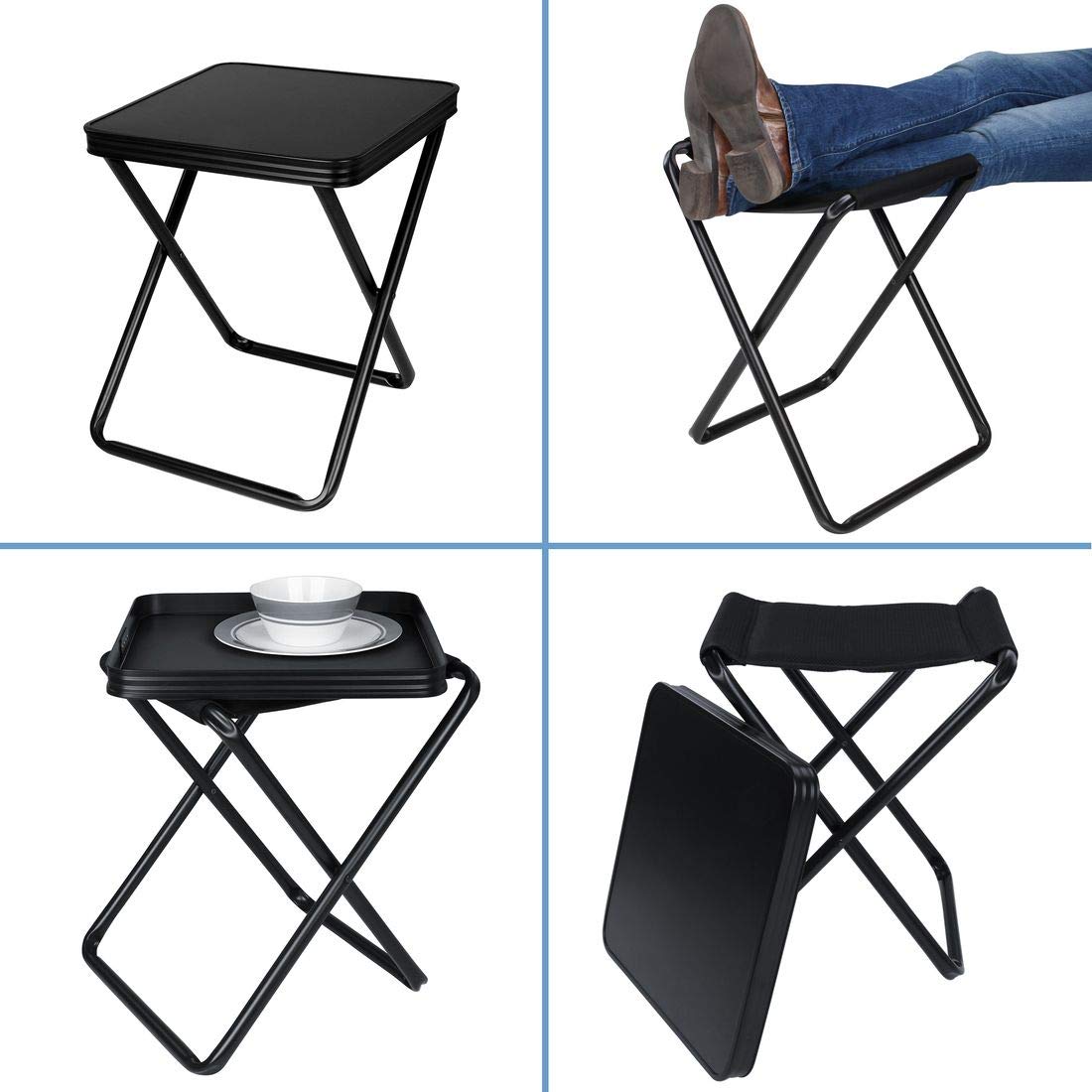 your GEAR Tavolino 3D Campinghocker mit Abnehmbarer Tischplatte, Aluminium Klapphocker, Beistelltisch, Hocker, Quick Dry Mesh Polsterung, Leicht, Tragbar, Garten, Caravan